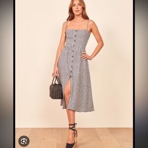 Reformation Black and White Checkered Dress